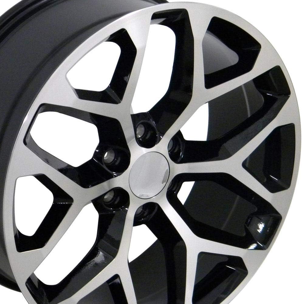 OE Wheels CV98 20 Inch Rims Fit Silverado 1500 Snowflake Style 6x139.7 20x9 Gloss Black Machined - Hollander 5668 (Set of 4)