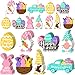 24 Pieces Happy Easter Wooden Ornaments Embellishments Easter Egg Gnome Bunny Carrot Basket Wooden Hanging Ornaments Spring Easter Wooden Slice for Easter Party Decorations (Bunny)