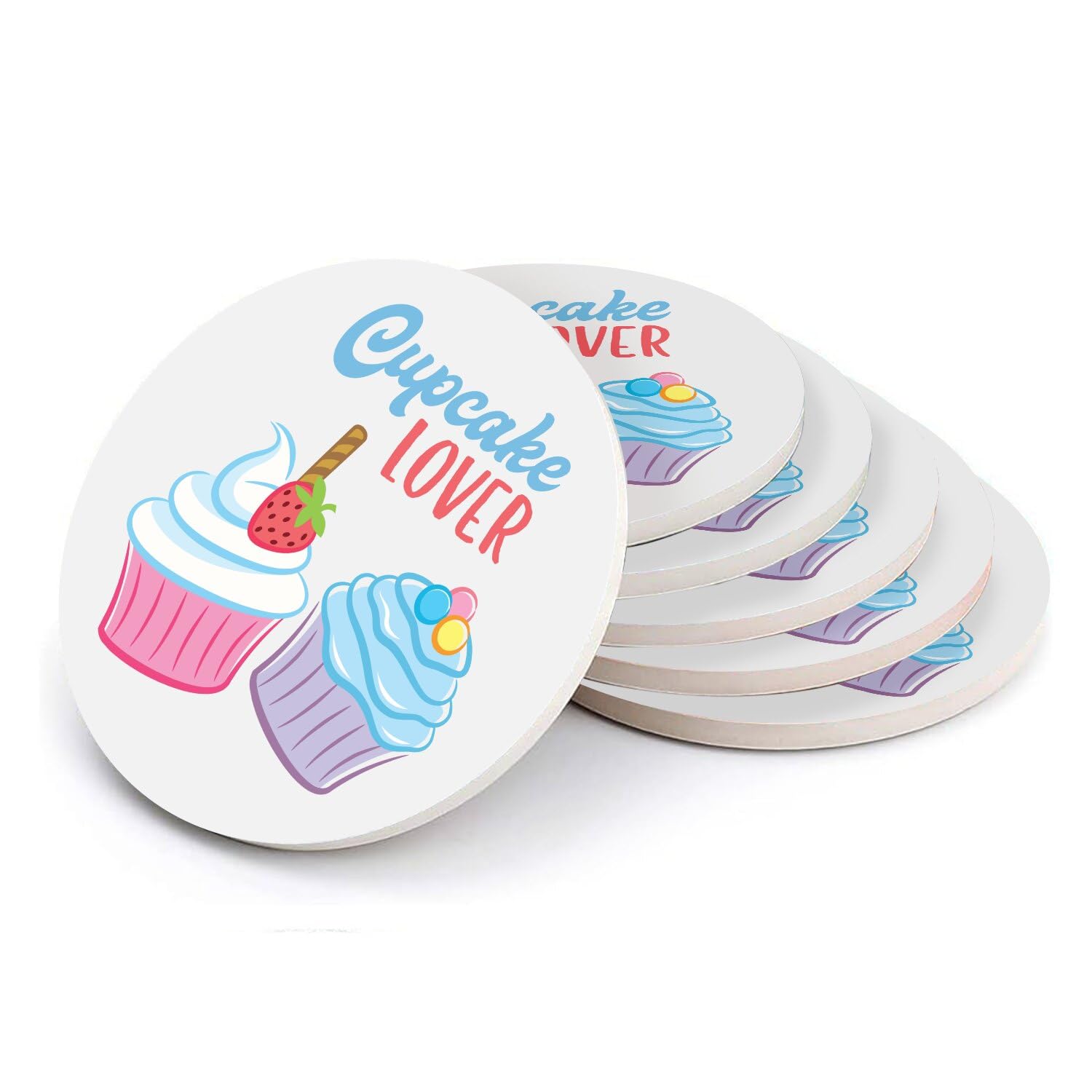 Sous-verres céramique Cupcake contre les taches de table - Set de 6