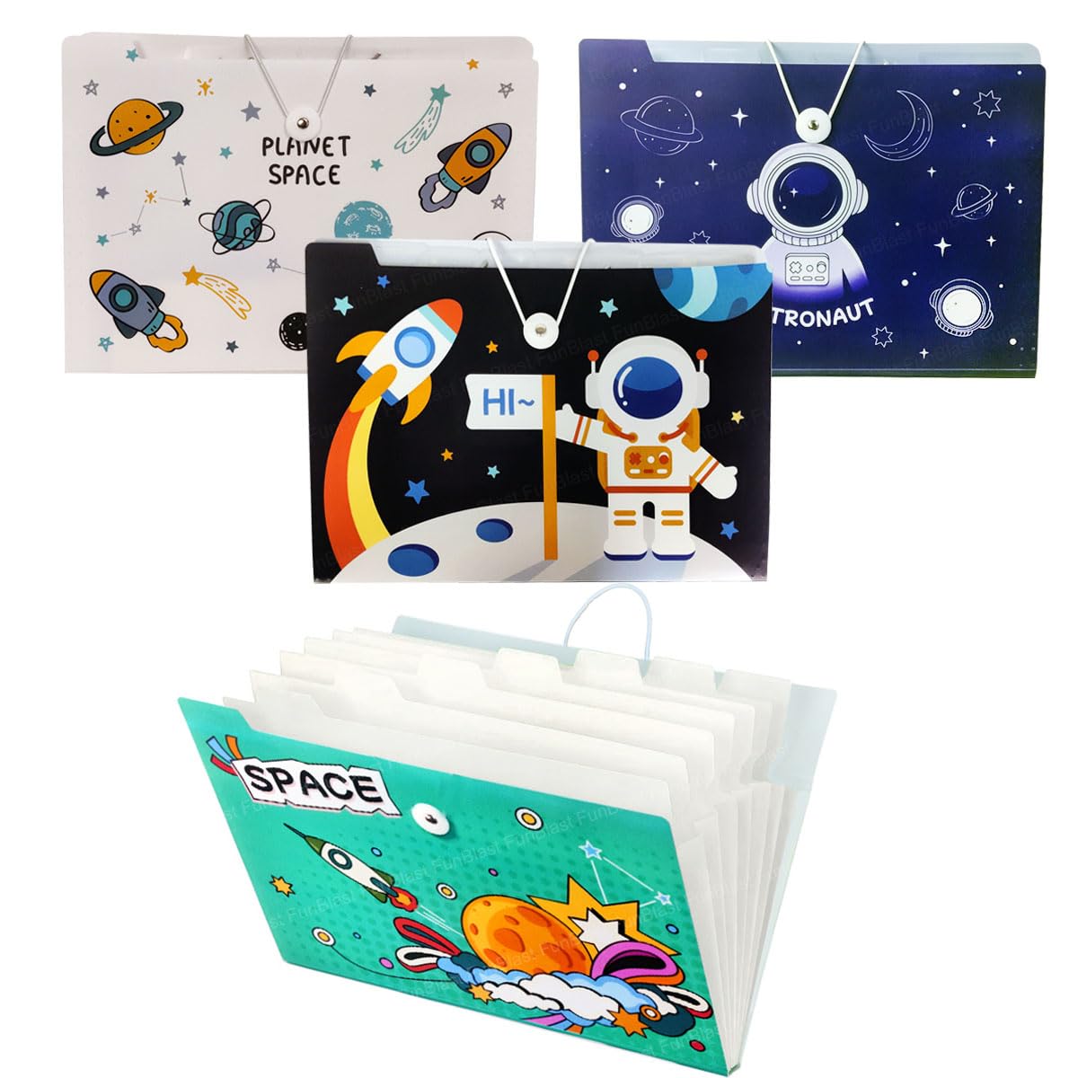 FunBlast Space Theme A4 Paper File Folder With Elastic Band Lock Pack ...