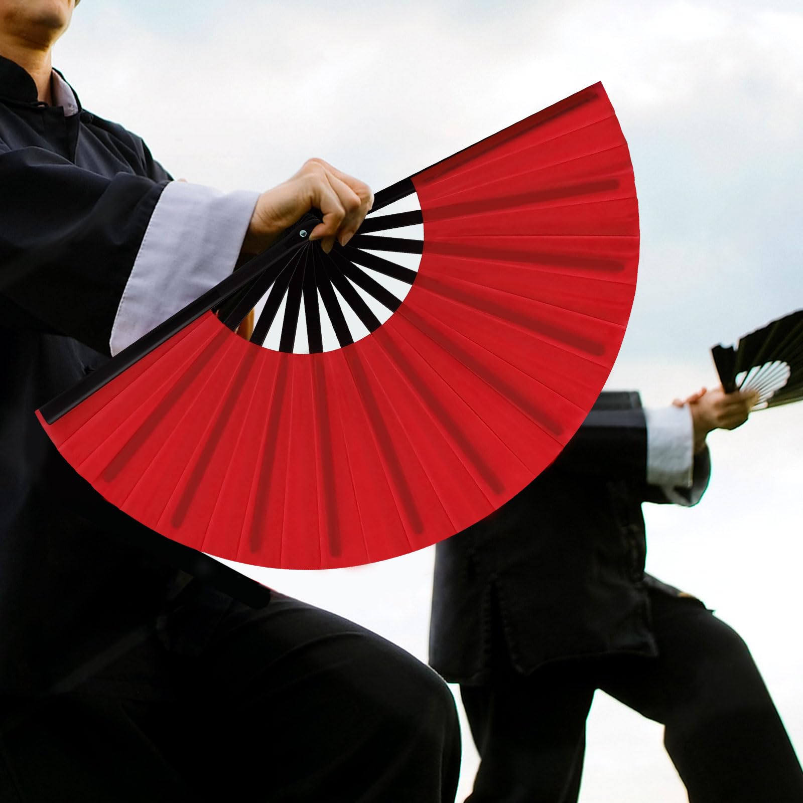 Paquete de 10 abanicos de mano plegables para baile en línea, tamaño grande de 33 cm, ventilador chino de Kung Fu plegable a granel para mujeres y hombres, baile, actuación, festival, fiesta