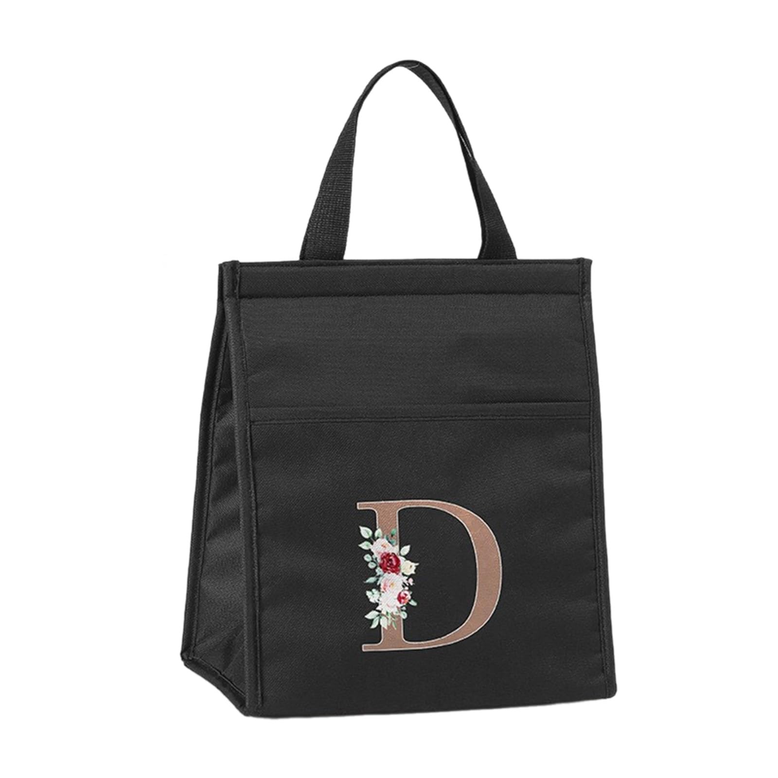 Trendy Letter Flower Print Lunch Tote Bag Insulated Handbag Portable Thermal Food Container Easy Meal Transport Outdoor Picnic Lunch Bag