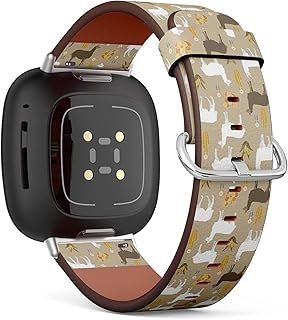CJBROES Replacement Leather Watch Band, Compatible with Fitbit Versa 3 and Fitbit Sense of Wristband Bracelet Accessory - Ethnic Animal