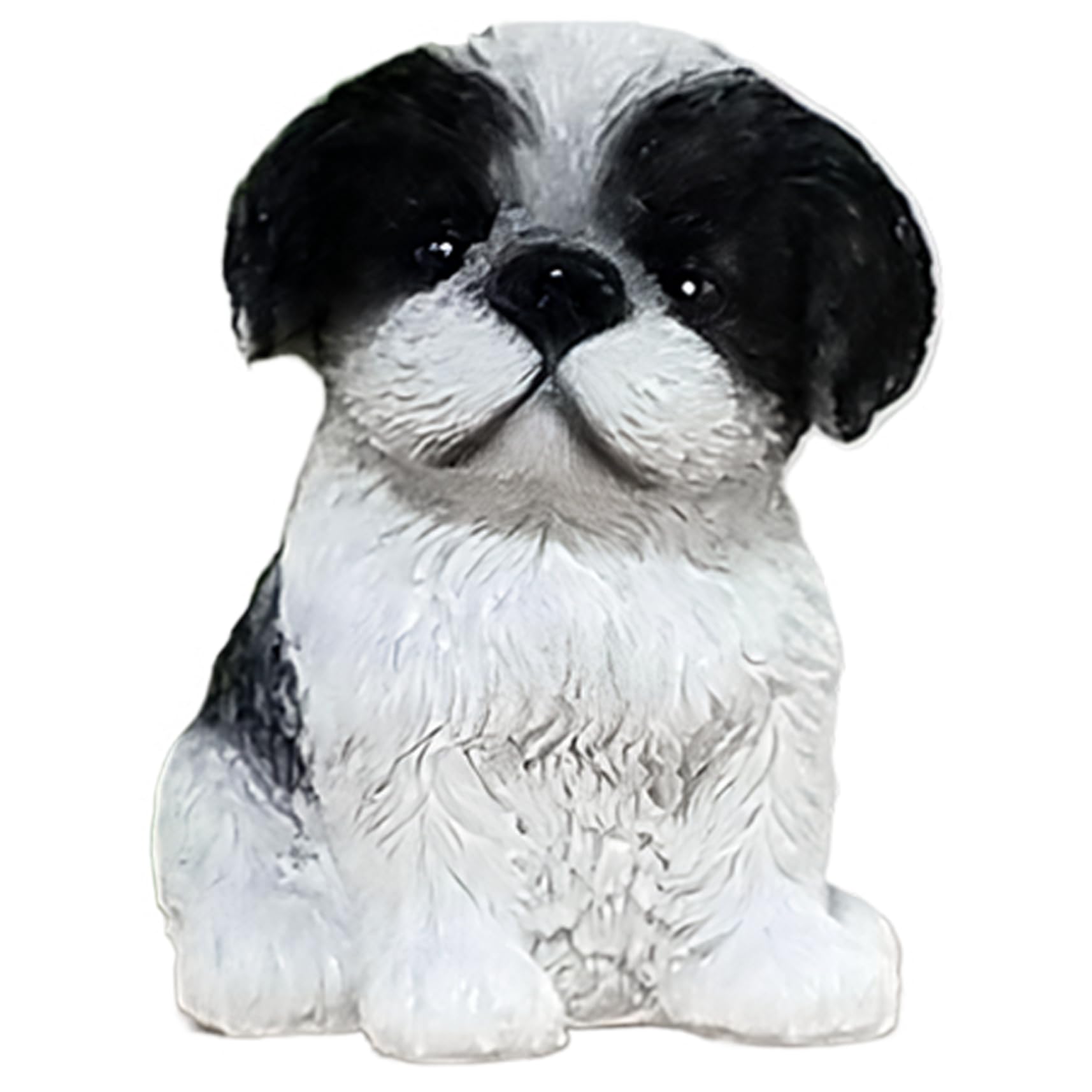 Latemeia Dog Statue, Cute Shih Tzu Resin Dog Figurine Realistic for Home Decor, Black and White Puppy Desktop Ornament, Home Decorations