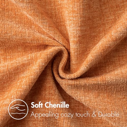 Image of MIULEE Pack of 2 Orange Throw Pillow Covers 18x18 Inch Soft Chenille Pillow Covers for Sofa Living Room Couch Fall Home Decor Solid Dyed Cases