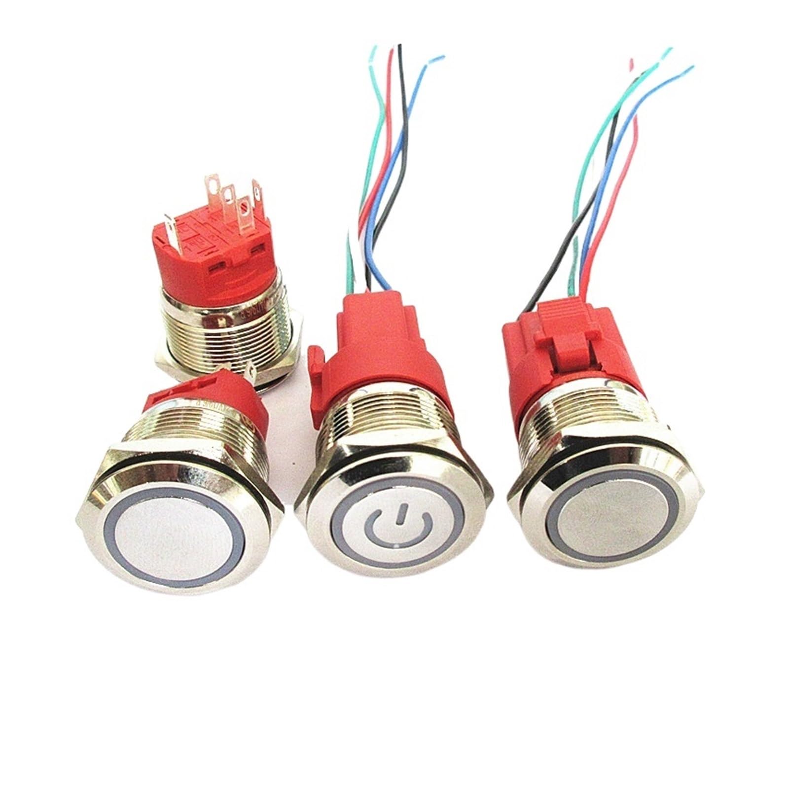 Interrupteur bouton métallique 22mm réinitialisation étanche 24V