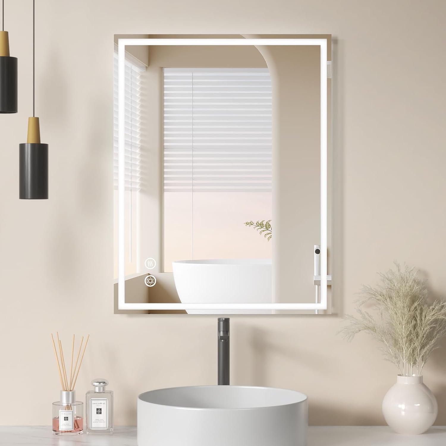 24"x32" LED Bathroom Mirror with Lights, Lighted Vanity Mirror for Bathroom, Dimmable, Anti-Fog, Shatter-Proof Tempered Glass, 3-Color Light, Memory Function, UL Listed