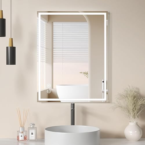 24"x32" LED Bathroom Mirror with Lights, Lighted Vanity Mirror for