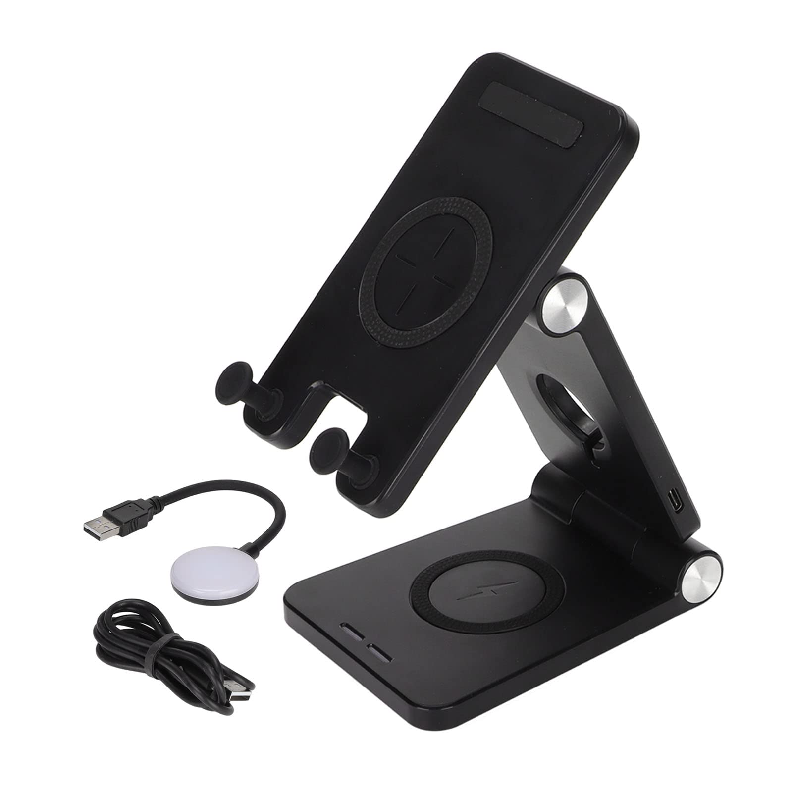Cargador inalámbrico 4 en 1 estación de carga plegable de 18 W, compatible con carga de auricular de reloj de teléfono móvil(Negro)