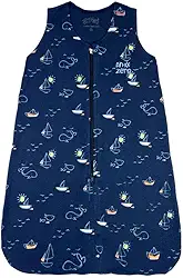 Saco de Dormir Casulo de Bebê Pijama Suedine Fio Egípcio Estampado Barquinhos - Marinho