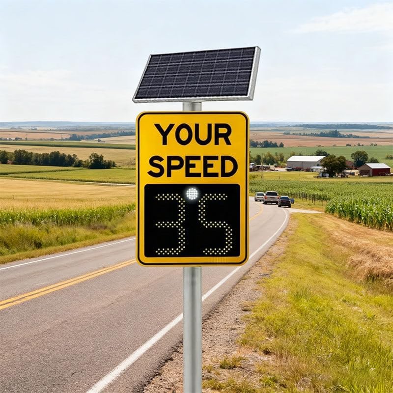 Wireless Speed Feedback Tracker 20"x27" - Traffic Speed Monitor with High Visibility Radar Display for Roads, Parking Lots & Safety Zones - Enhance Safety & Awareness