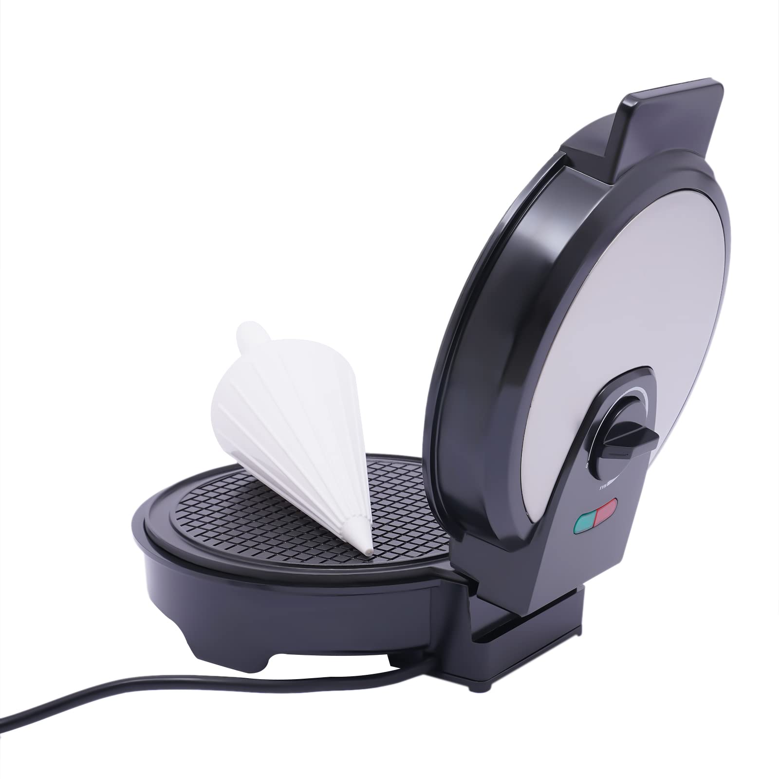 Gofrera eléctrica de 1200 W con revestimiento antiadherente, temperatura ajustable, para hacer conos de helado y bolsas de waffle