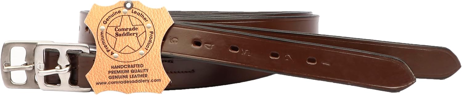 Genuine English Stirrup Leathers Premium Bridle-Crafted Black Riding Straps with Stainless Steel Buckles, Durable Equestrian Tack for English Saddle Horse Riders