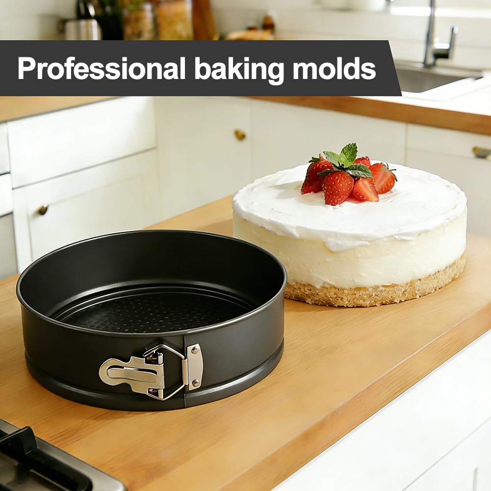 LUPATDY Tortiera Apribile Rotonda 22 cm – Stampo per Torte a Cerniera con Rivestimento Antiaderente, in Acciaio al Carbonio, Ideale per Cheesecake e Dolci da Forno - 4