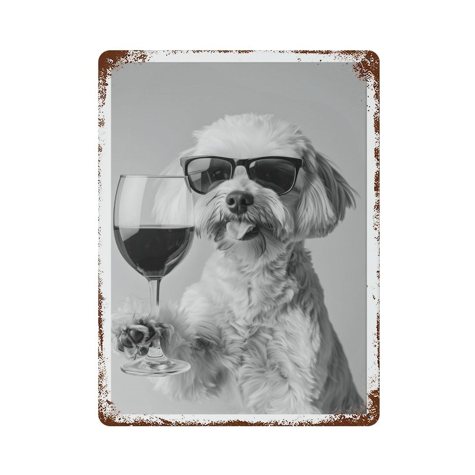 xiaoxiaoshen Maltipoo Drinking Wine Bar C Funny Dog Wall Decor Art Metal Tin Poster Modern Home Decor Art Home Bar Shop Decorations Vintage Sign 40x30cm