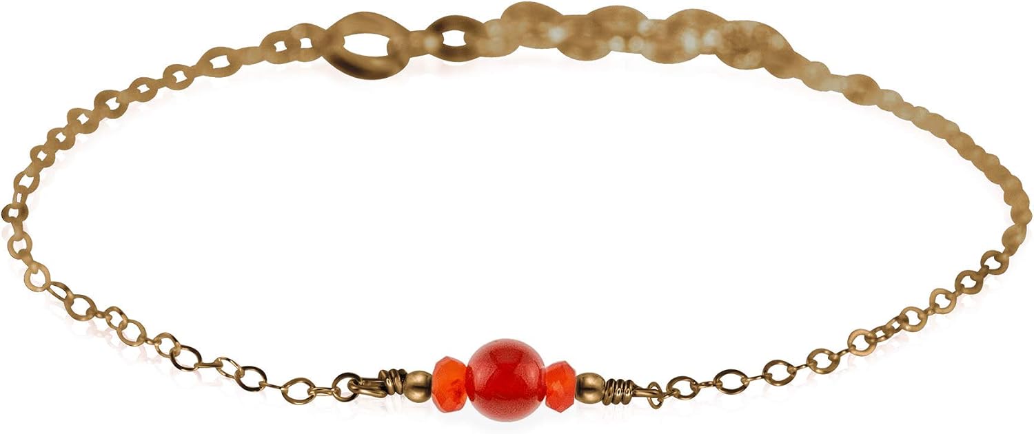 Luna Tide Carnelian Dainty Anklet in Bronze