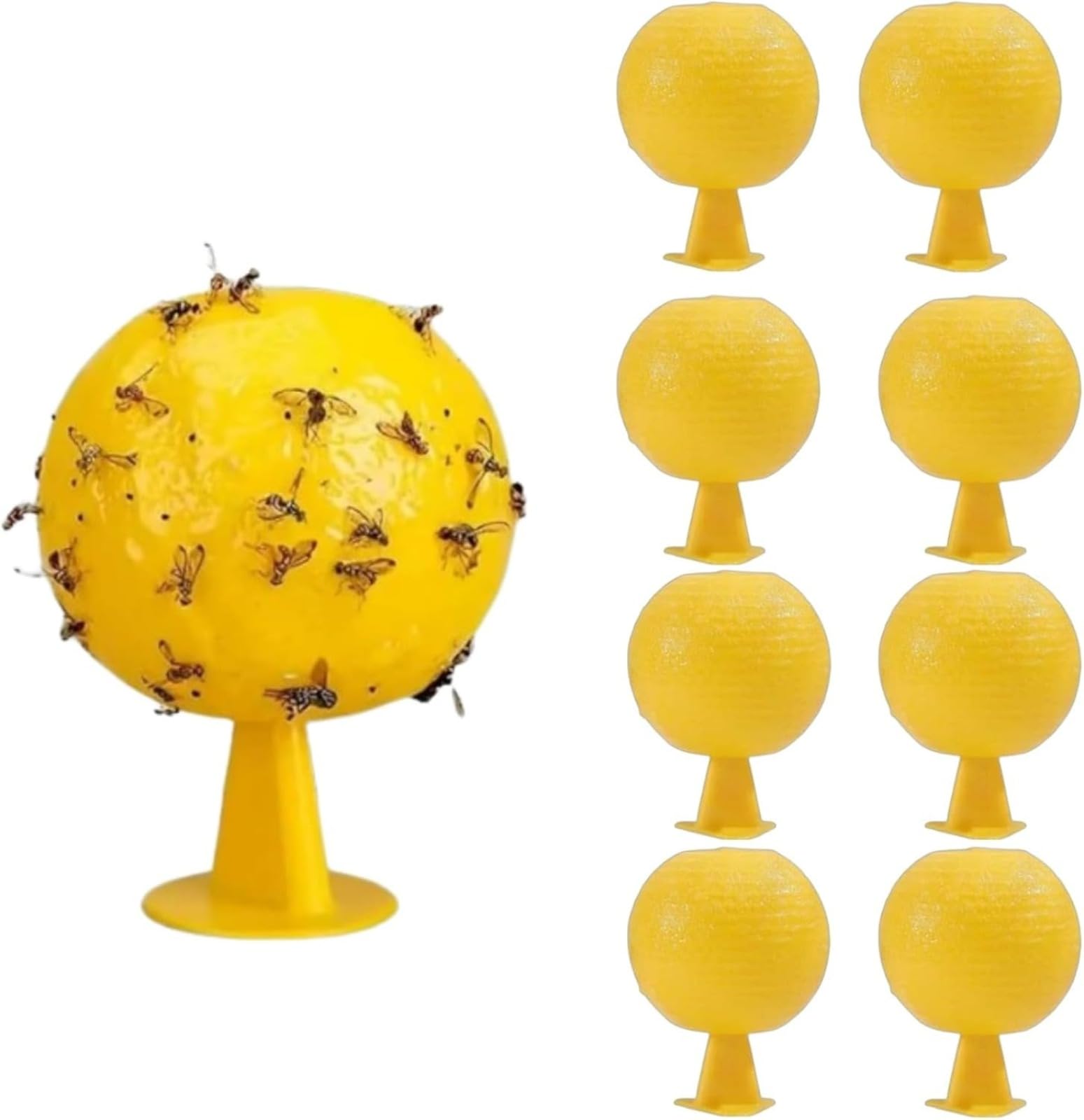 KWJTOY Set of 8 Yellow Fruit Fly Traps, Sticky Insect Balls, Natural and Eco-Friendly Fruit Fly Trap, Ant, Mosquitoes and Spiders