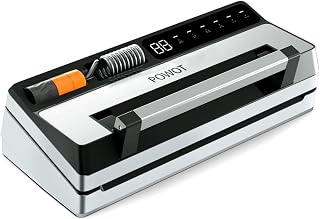 Vacuum Sealer Machine with Bag Rolls & Hose, Commercial-Grade Double Heat Seal, Powerful Suction, Built-in Cutter & Storage, Sous Vide Ready, One-Touch Automatic