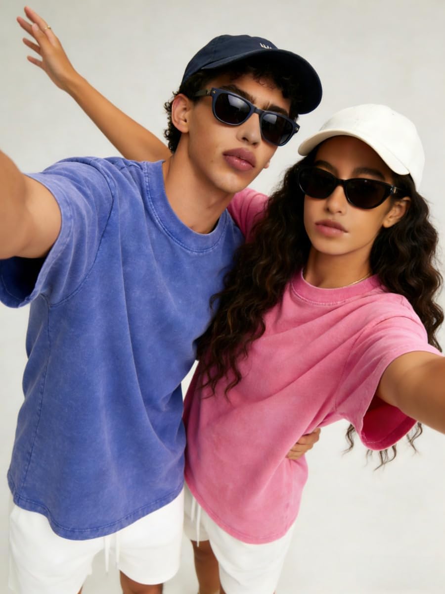 4 Pcs Men Oversized T-Shirts Heavyweight Cotton Gym Tee Vintage Acid Wash Unisex Workout T Shirts Loose Fit - Image 3