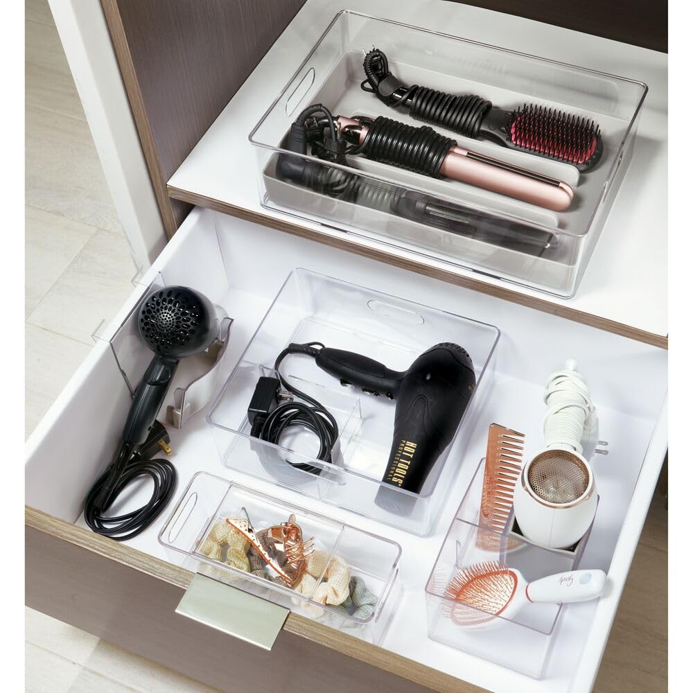 INTERDESIGN The Home Edit, plastikowy organizer do suszarki do włosów z recyklingu, z przegrodą