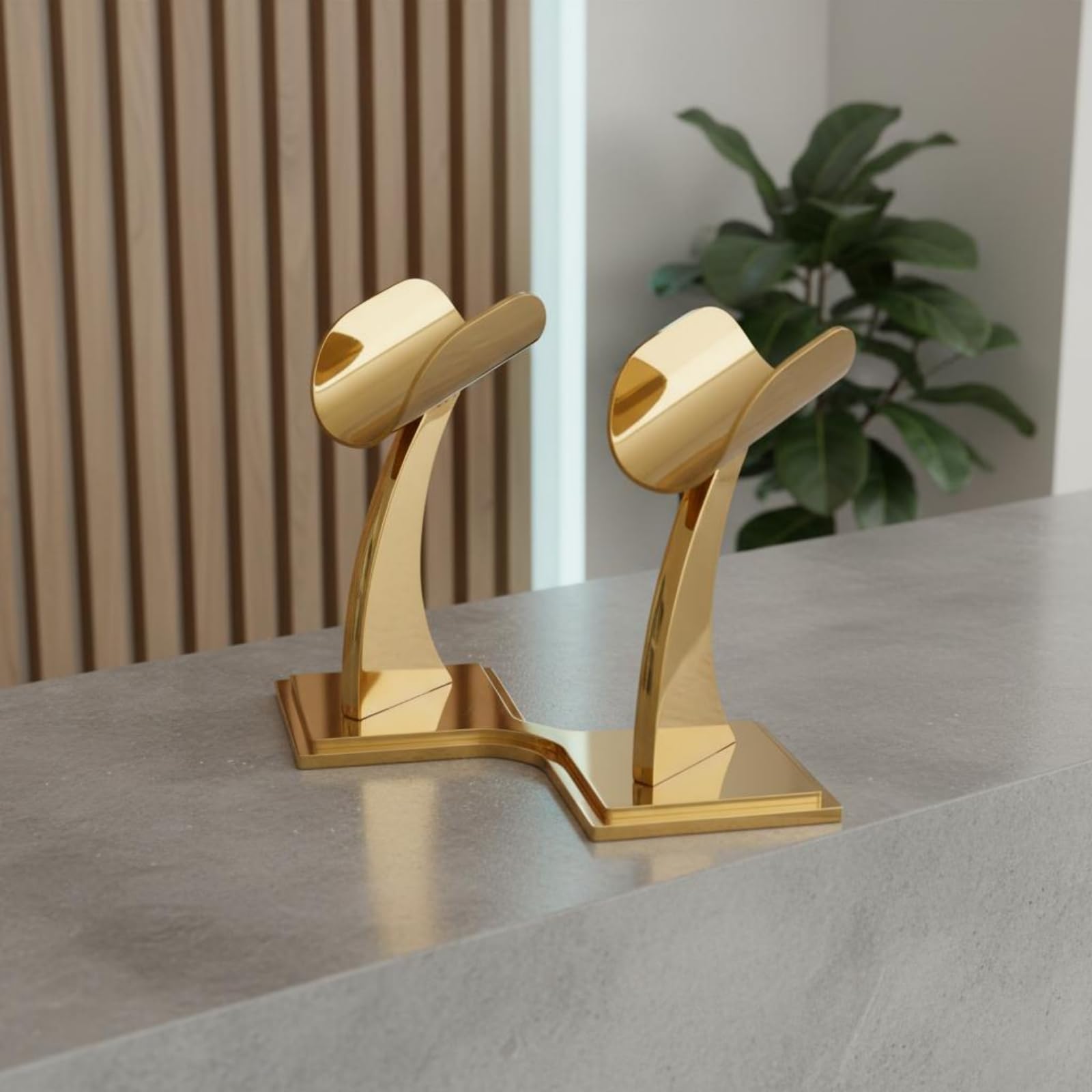 Stand Microfono Doppio Acciaio Inox Supporto Doppio Microfono Compatibile con molti Microfoni Accessorio Audio, Oro, Oro