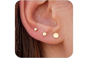 Ethereal Shimmer: Triple Your Style with 14k Gold Stud Earrings