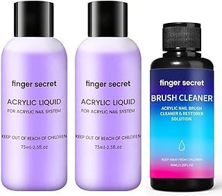 Acrylic Liquid 5 oz Acrylic Liquid Monomer with,1.3 oz brush cleaner, for Acrylic Powder Application,Non-Yellowing Acrylic Nail Monomer Liquid for DIY Home & Nail Salon Use