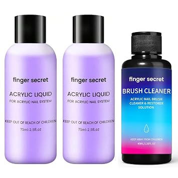 Acrylic Liquid 5 oz Acrylic Liquid Monomer with,1.3 oz brush cleaner, for Acrylic Powder Application,Non-Yellowing Acrylic Nail Monomer Liquid for DIY Home & Nail Salon Use