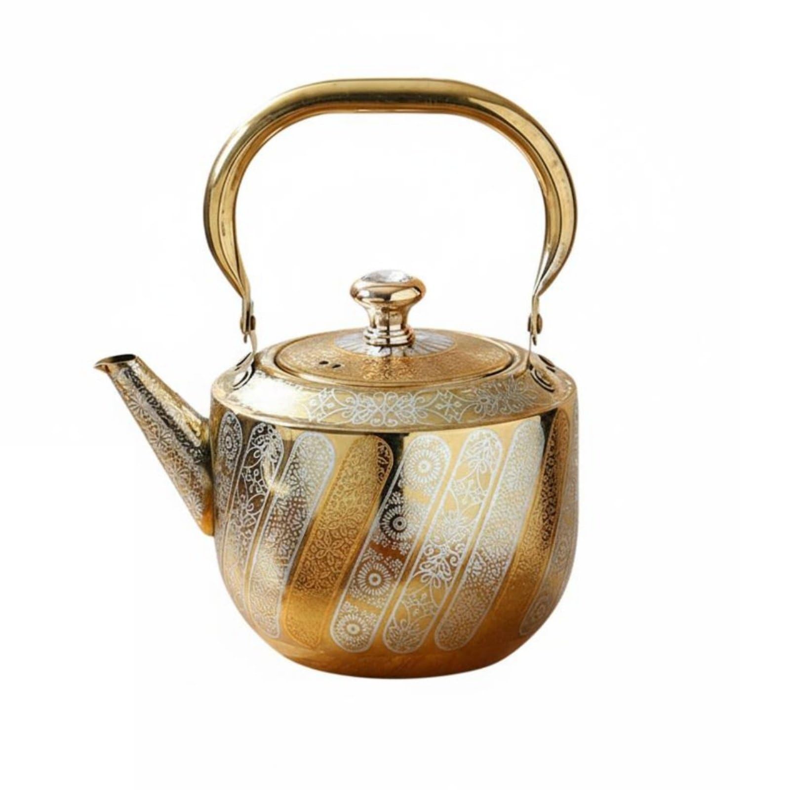 Théière acier inoxydable dorée au design luxueux et finition miroir 2L