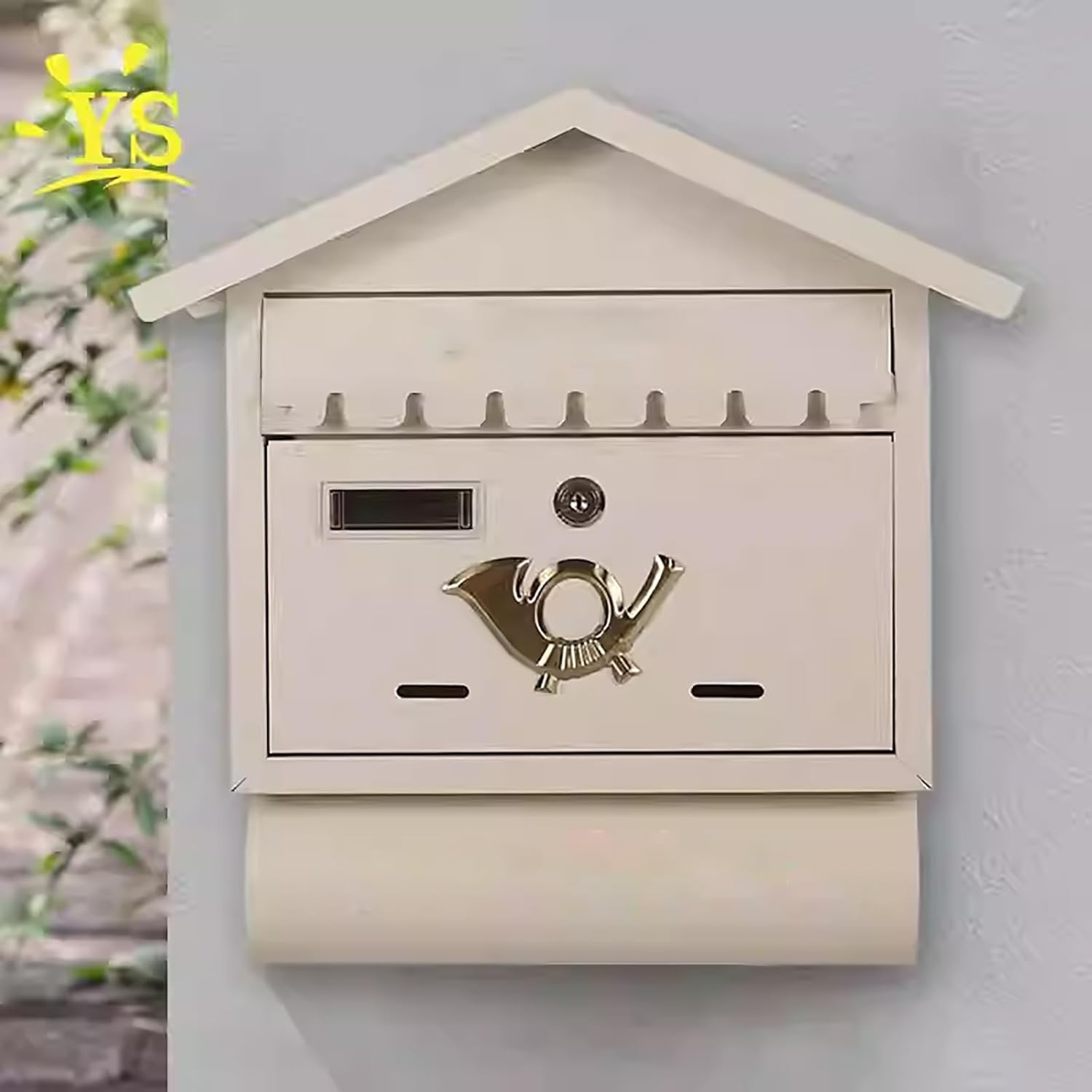Wall Mount Mailbox, Rust Resistant Metal Mailbox with Key Lock, Easy to Install, Vintage Metal Door Mailbox for Mail Packages Donations Voting(Green)