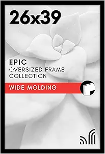 Americanflat 26x39 Poster Frame with Polished Plexiglass - Black Picture Frame - Wide Photo Frames Made of Engineered Wood for Vertical or Horizontal Wall Display - Epic Collection - Black