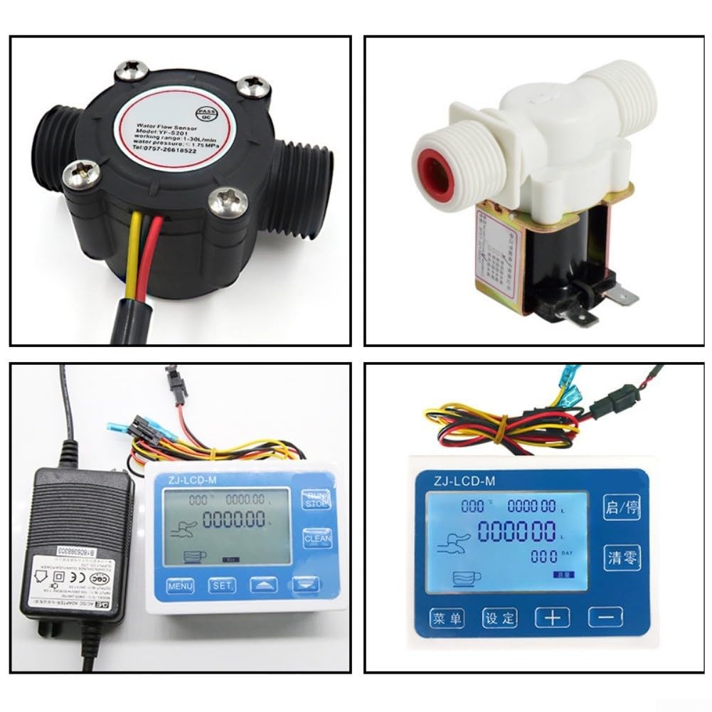 Medidor digital de flujo de agua G1/2 con pantalla LCD de 4 pulgadas, rango 1-30L/MIN, kit de sensor de control cuantitativo para sistemas hidráulicos y neumáticos industriales