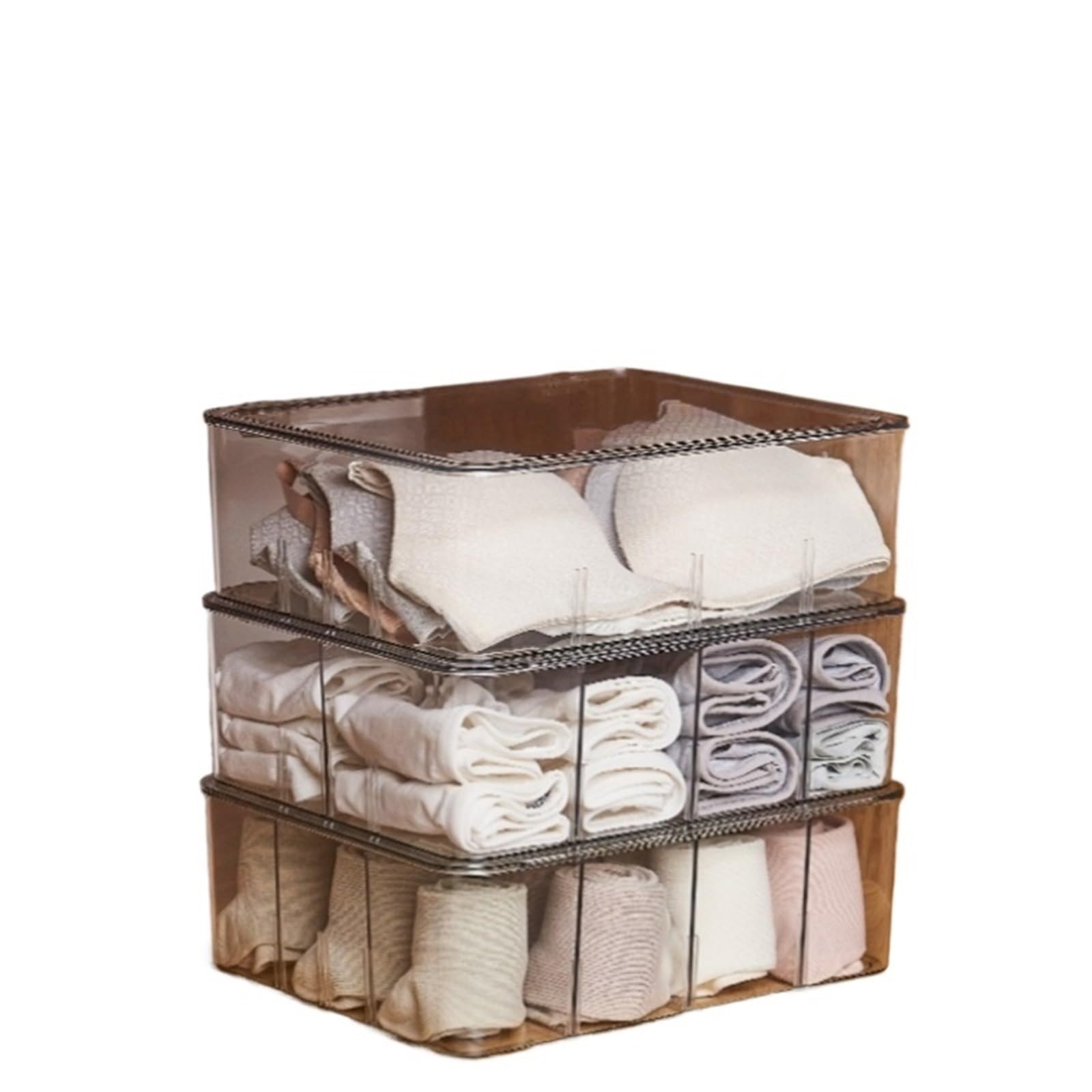 YDYAENIO Underwear Drawer Organiser Transparent Underwear Storage Box Drawer Organizers Plastic Container underwear organiser boxes for wardrobes(For Underwear)