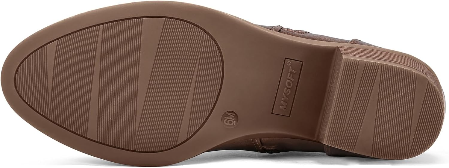 mysoft Women's Ankle Boots Low Chunky Heel Round Toe Casual Comfortable Short Booties with Side Zipper - Image 7