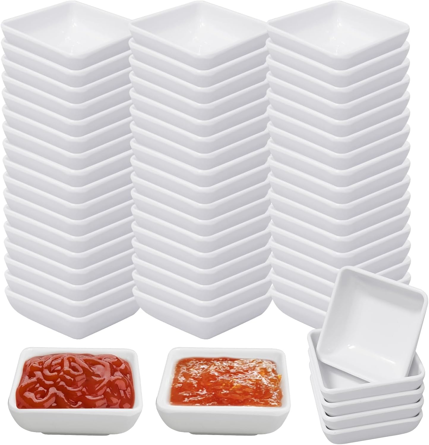 52 Pcs Dipping Bowls 3 oz Bulk Dipping Condiment Dish for Kitchen Restaurant BBQ Sauce Cups Soy Sauce Cups for Party Camping Supplies