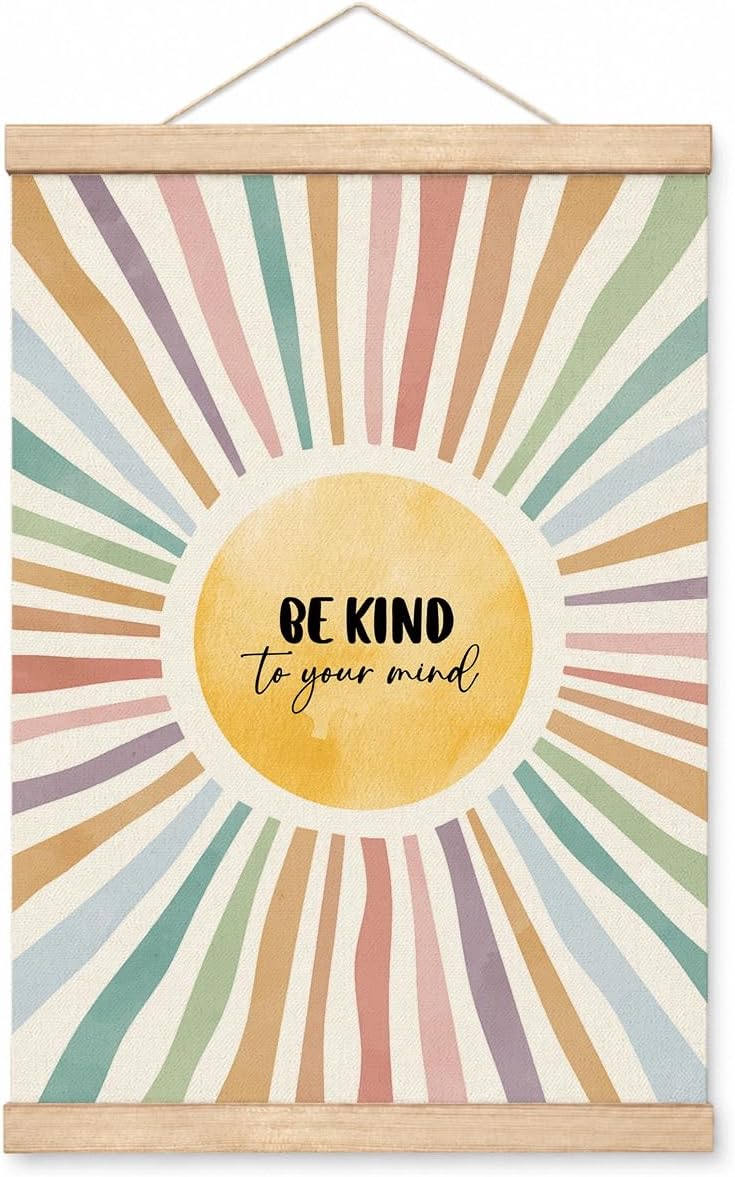 YGSDZY Coping Skills Poster for Students Teachers, Therapy Office & Classroom Mental Health Wall Art with Wood Hanger, School Counselor Decor, SEL Calm Down Corner Psychology Canvas Poster 11.8x15.7