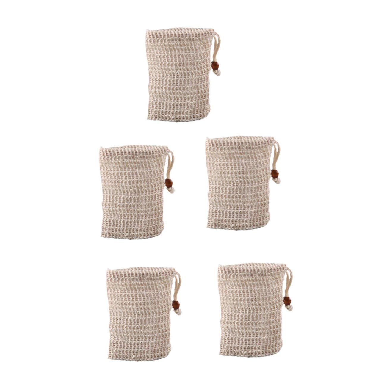 Didiseaon5pcs Soap Bag Soap Foam Bag Soap Saver Pocket Hydrophil Soap Pouch Exfoliating Soap Saver Body Exfoliator Bathing Soap Pouch Mesh Soap Holder Shower Suppleis Sisal Beige
