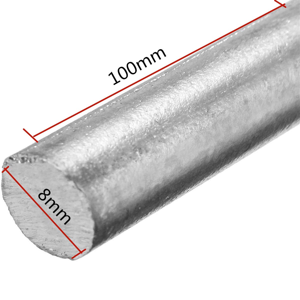 Tiges de zinc, tiges de zinc marines de haute pureté for utilisation en laboratoire Longueur 100 mm(8mm)