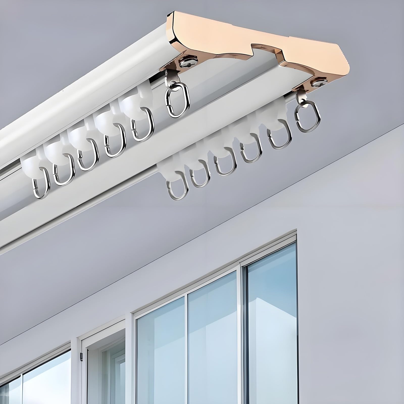 Rieles deslizantes de aluminio blanco para techo divisor de ambientes