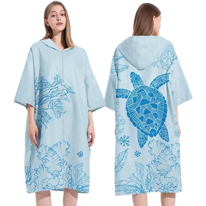 Générique Poncho de Surf, Poncho de Plage Adulte Peignoir de Plage Ponchos Surf Serviette Bain à Capuche séchage Rapide for Hommes Adultes for Sable en Plein air(C07)
