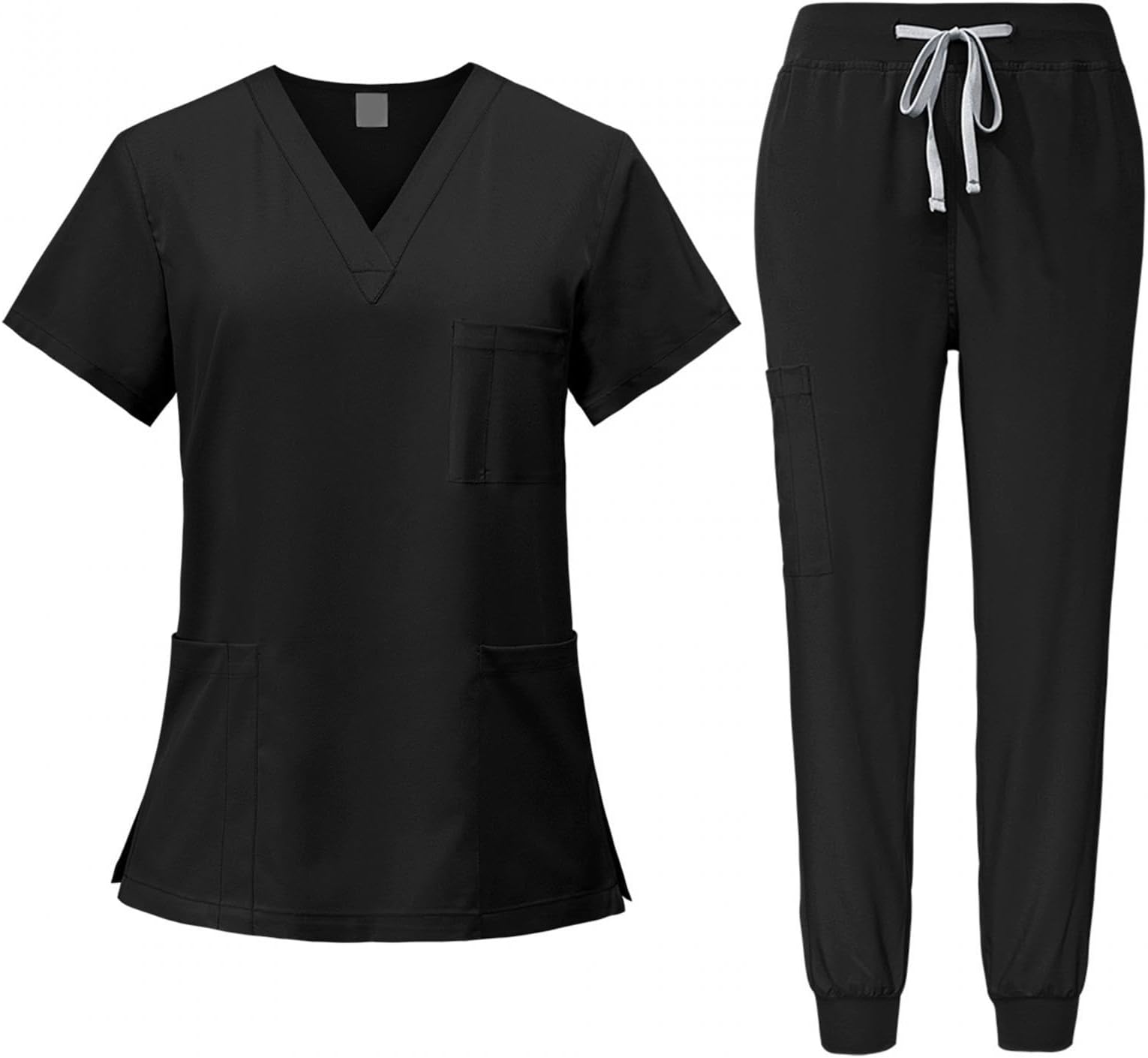 Women Uniform Scrubs Set Top and Pants Durable V Neck Comfortable with Pockets Work Clothing Nurse Workwear for Beauty Center