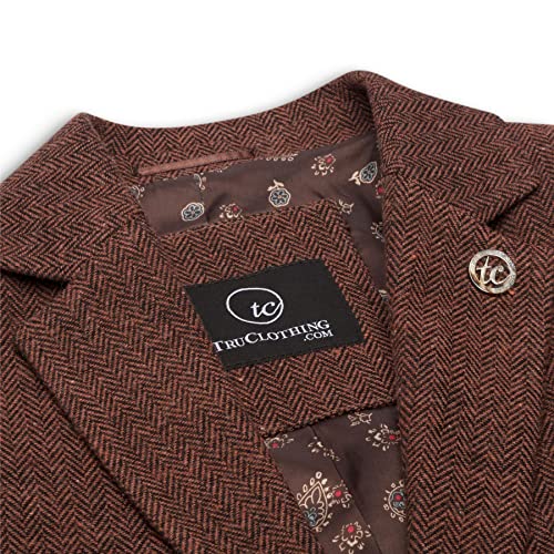 Ladies Blazer Tweed Herringbone Wool Classic Smart Casual Vintage Rust Brown4