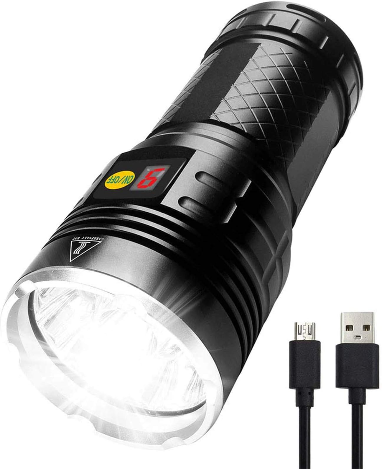 12000 Lumens LED Flashlight - iVict 18xLEDs Flashlights Extremely Bright CREE XM-L T6 LED, Type-C Fast Rechargeable, Build-in Batteries, 4 Modes & Power Display Function, IPX-5 Waterproof Flashlight