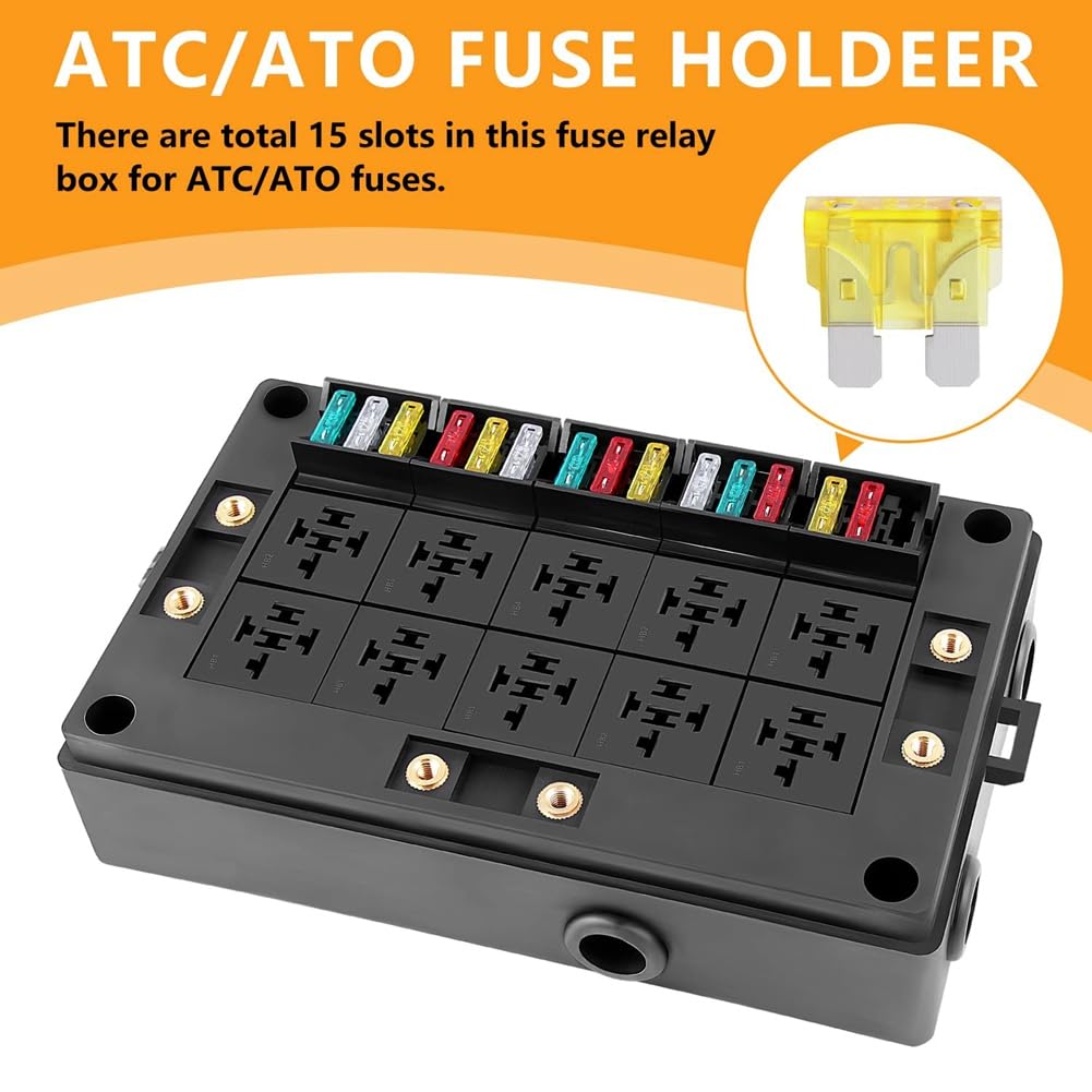 Caja de relés universal de 12 V para coche, soporte de relé con 10 ranuras, portafusibles ATC con 15 ranuras, 500398177