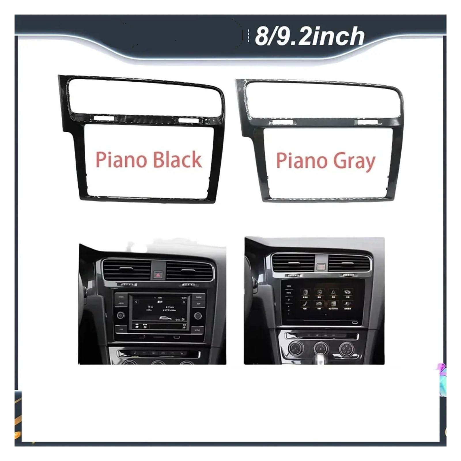 Mascherina Autoradio Cornice Stereo 8 Pollici 9.2 per VW per Golf 7 .5 Autoradio Cornice MIB2 Pianoforte Decorativo Nero/Grigio/Fibra Carbonio Touch Screen Bezel Trim Fasce