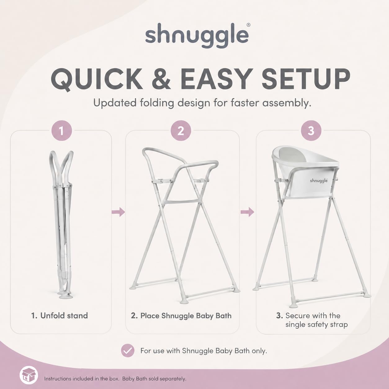 Shnuggle Supporto pieghevole per vasca da bagno per bambini, pieghevole, leggero, facile da riporre, ideale per neonati da 0 a 6 mesi