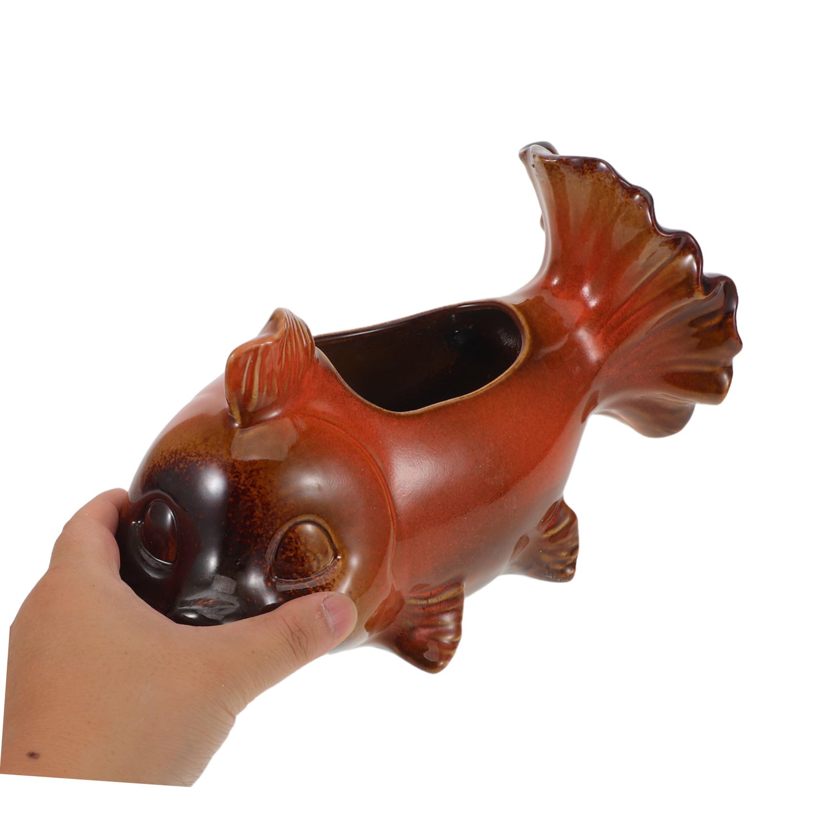 ibasenice Figurka Do Akwarium Fontanna Stołowa Fontanna Ogrodowa Ceramiczna Rzeźba Ryby Ceramiczny Wystrój Ogrodu Ceramiczna Figurka Zwierzęcia Bonsai Posąg Ryby