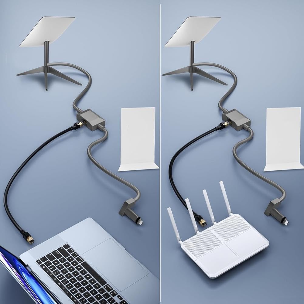 Adattatore Ethernet 2 in 1 per Starlink Gen 2, 46 m per cavo di prolunga RJ45 in TPE, trasferimento dati ad alta velocità per Internet stabile (10 m)