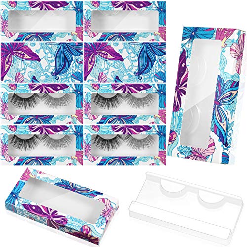 100 Pieces Empty Eyelashes Packaging Paper Lash Box, 50 Empty Eyelash Boxes Lash Box Packaging Empty Lash Box with 50 Empty Eyelash Boxes Tray False Eyelashes Storage Box Lid Tray(Blue Butterfly)