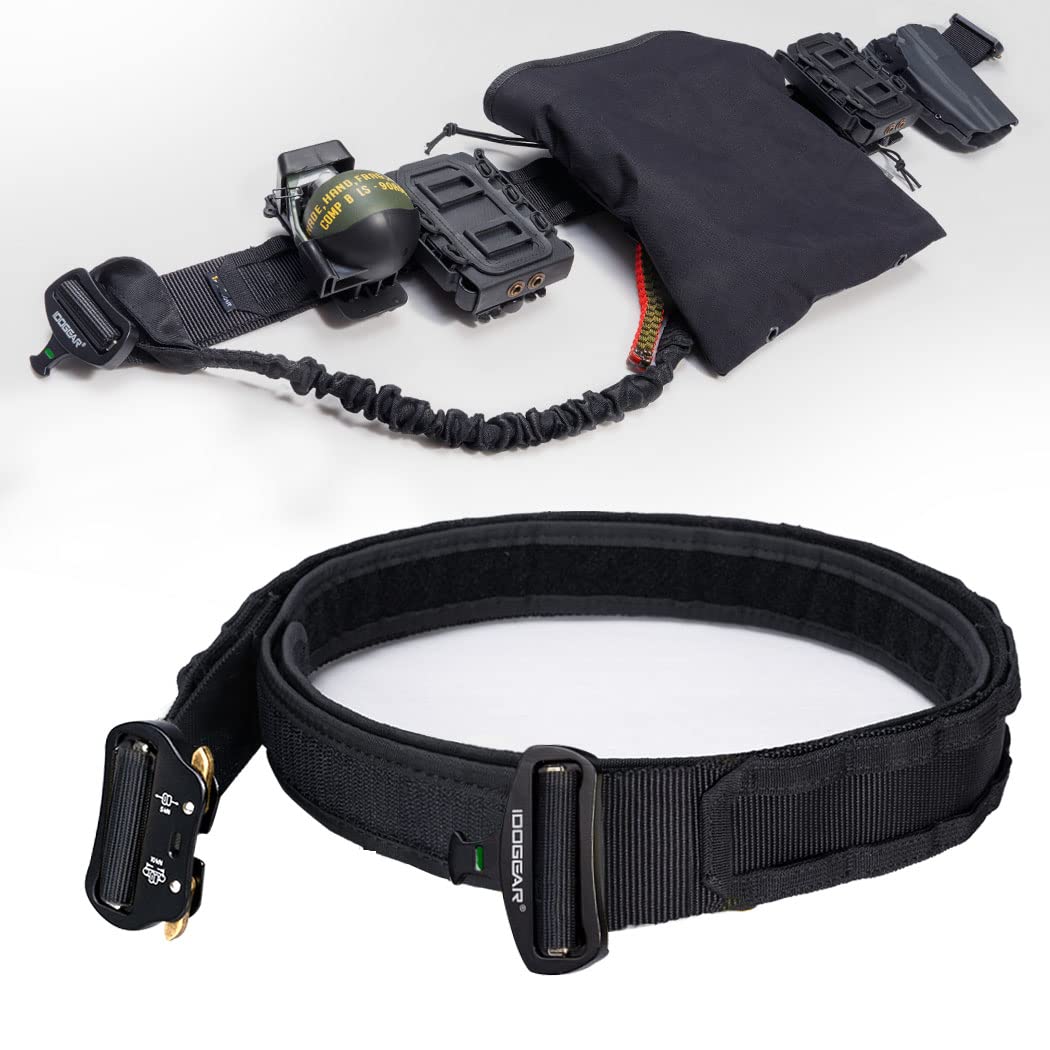 IDOGEAR 2'' Cintura Tattica Militare Molle con 1,75'' Cintura Interna Set Sgancio Rapido Fibbia Metallica Cintura Heavy Duty Hook-And-Loop